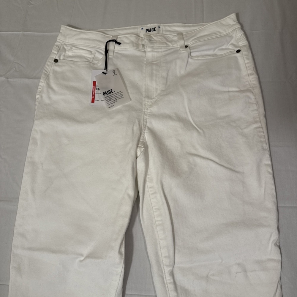 JEANS SKINNY Paige WOMENS 32 High Rise Hoxton Ankle Vivid White NWT